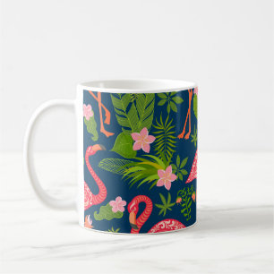 Mug Flamant rose rose : Turquoise rayé Vintage