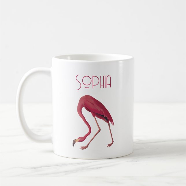 Mug Flamant rose rose vintage (Gauche)