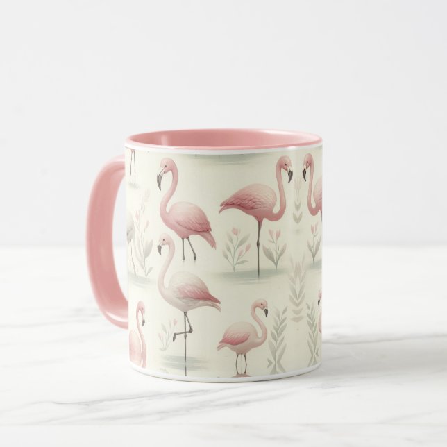 Mug Flamant rose soigné (Devant gauche)