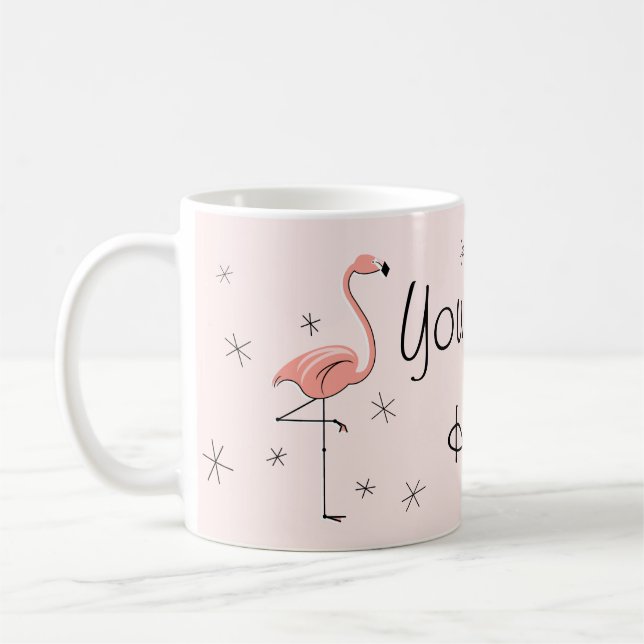 Mug Flamant rose Texte rose (Gauche)