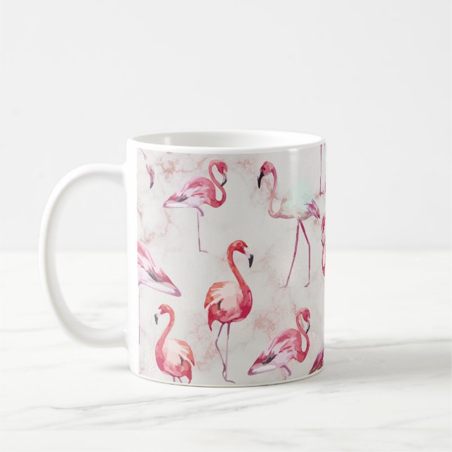 Mug Flamant rose tropical moderne aquarelle (Gauche)