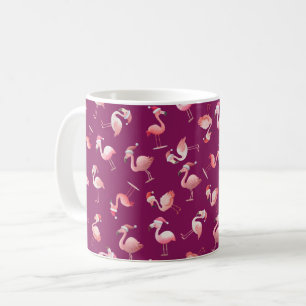 Mug Flamants de Noël jetés sur fond rose foncé