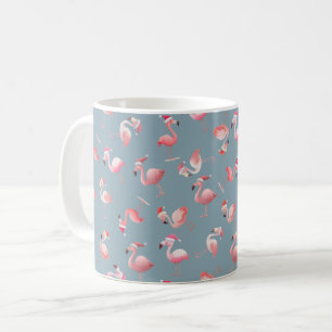 Mug Flamants de Noël jetés sur gris-bleu clair