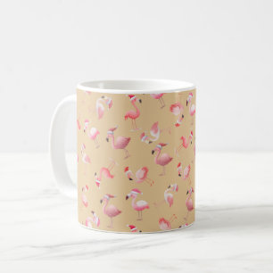 Mug Flamants de Noël jetés sur orange clair