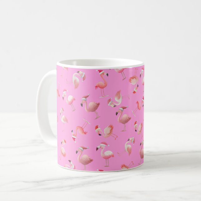 Mug Flamants de Noël jetés sur Rose (Devant gauche)