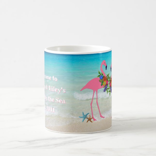 Mug Flamants roses Accueil by the Sea Custom Coffee Mu (Centre)