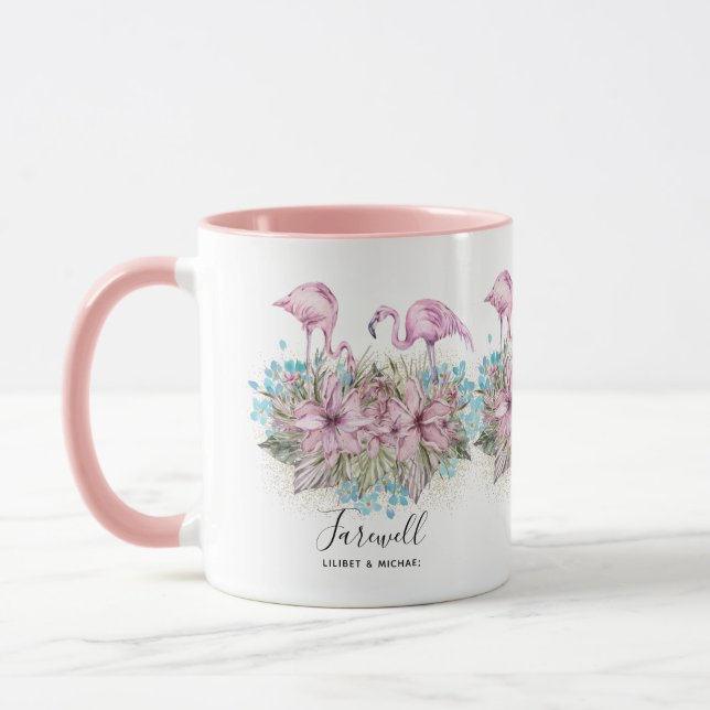 Mug Flamants roses Adieu Adieu Bon Voyage Amis cadeaux (Gauche)