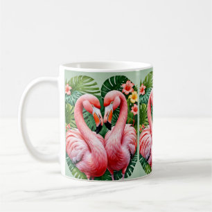 Mug flamants roses cou coeur rose tropique amour flama