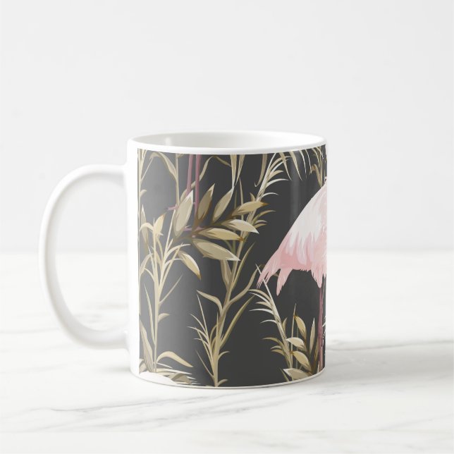 Mug flamants roses et plantes dorés sans couture motif (Gauche)