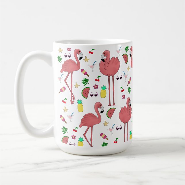 Mug Flamants roses et thème été (Gauche)
