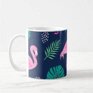Mug flamants roses, palmiers tropicaux, couteaux dessi