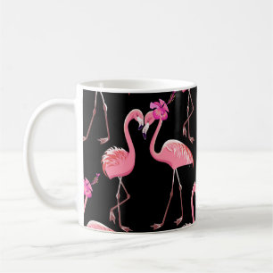 Mug Flamants roses roses : Arrière - plan noir Vintage