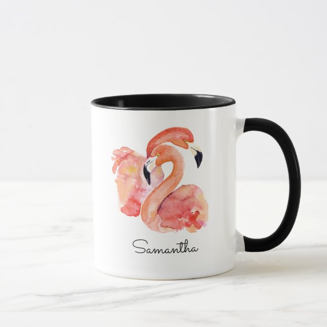 Mug Flamants roses roses Oiseaux tropicaux avec votre  (Droite)