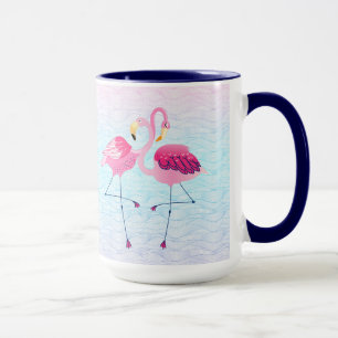 Mug Flamants roses Roses Sur Des Vagues D'Eau De Plage