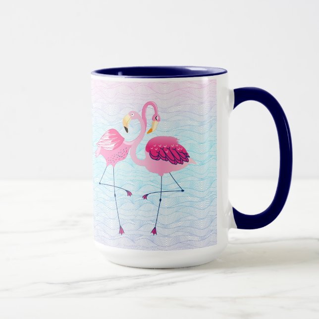Mug Flamants roses Roses Sur Des Vagues D'Eau De Plage (Droite)