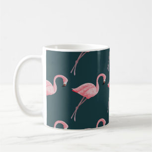 Mug Flamants roses sur motif bleu vintage sans soudure