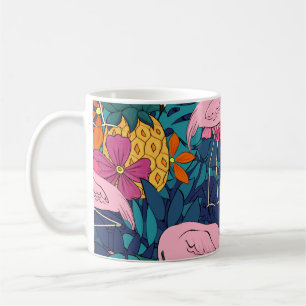 Mug Flamants roses sur un arrière - plan de feuilles t