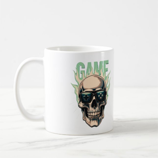 Mug Flaming Gamer Skull – Retro Gaming Power (Gauche)