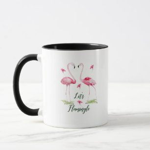 Mug Flamingle Flamants roses de typographie, Fleurs