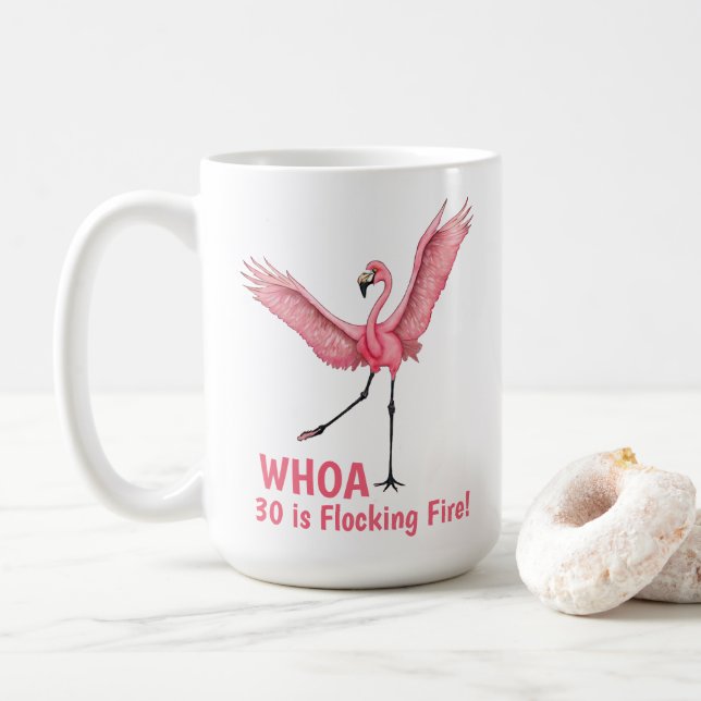 Mug Flamingo de feu rassemblé pour 30 ans (Avec donut)