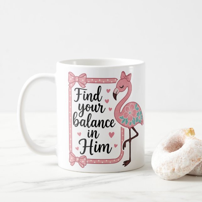 Mug Flamingo de la foi religieuse chrétienne verset de (Avec donut)