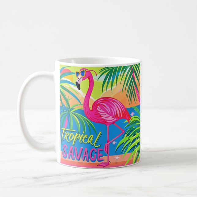 Mug Flamingo rose Position tropicale sur une jambe (Gauche)