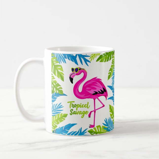 Mug Flamingo rose Position tropicale sur une jambe (Gauche)