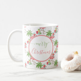 Mug Flamingo Rose Tropical Noël Chapeau Bleu de Père N