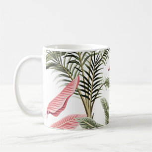 Mug Flamingo vintage rose tropicale, bananiers et
