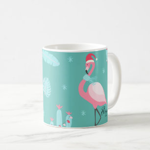 Mug Flamingos Santa Chapeau Présente Flocons de Neige