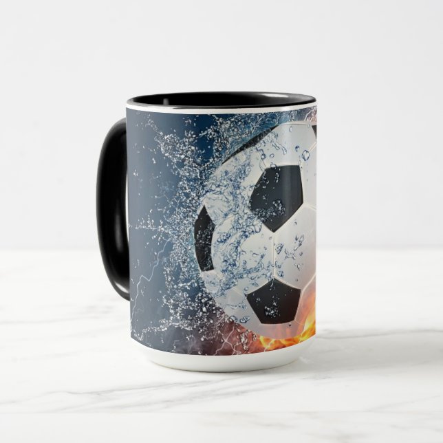 Mug Flamme Football/Balle de Football Jeu d'oreiller (Devant gauche)