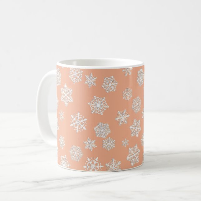 Mug Flammes de neige 3D blanches sur un Arrière - plan (Devant gauche)