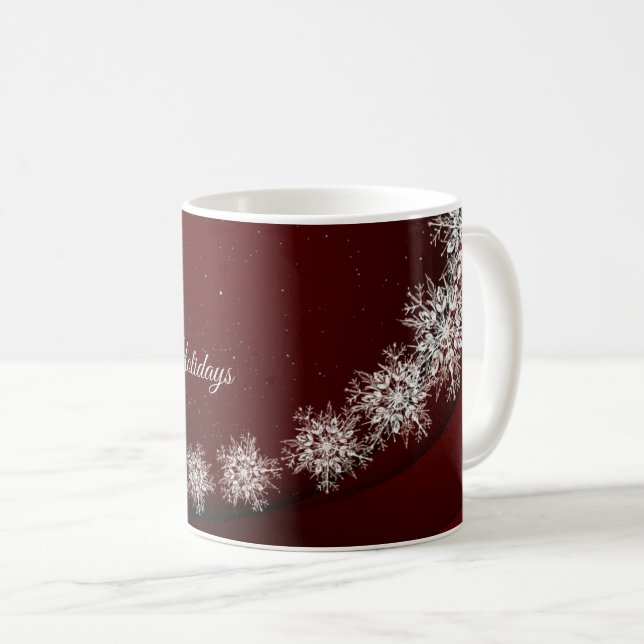 Mug Flammes de neige Cristal de Noël Rouge Rustique (Devant droit)