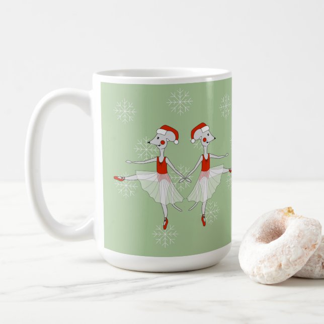 Mug Flammes de neige de Noël Ballerina Mice (Avec donut)