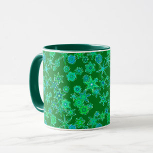Mug Flammes de neige géométriques modernes sur Emerald
