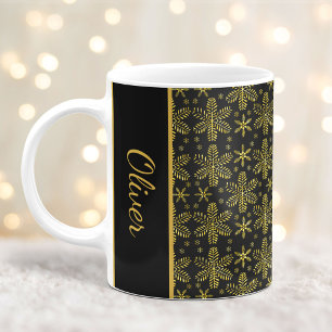 Mug Flammes de neige noires et d'or Musique de Noël av