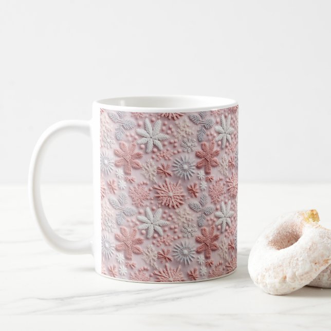 Mug Flammes de neige rose hiver (Avec donut)