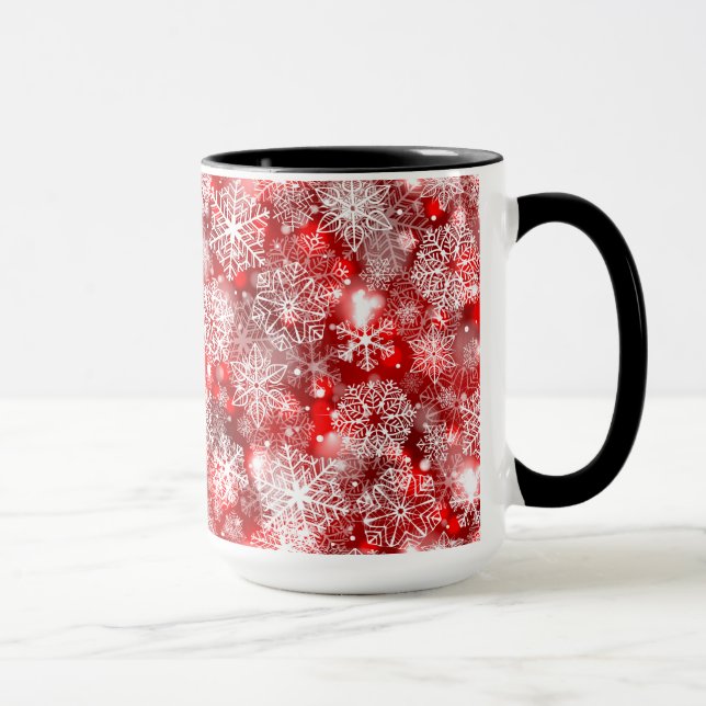 Mug Flammes de neige sur rouge (Droite)
