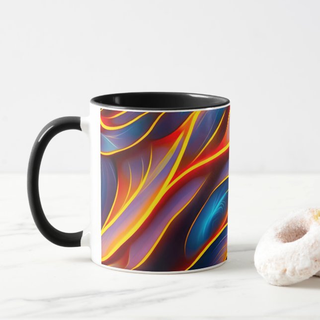 Mug Flammes rouges bleues Abstraites (Avec donut)