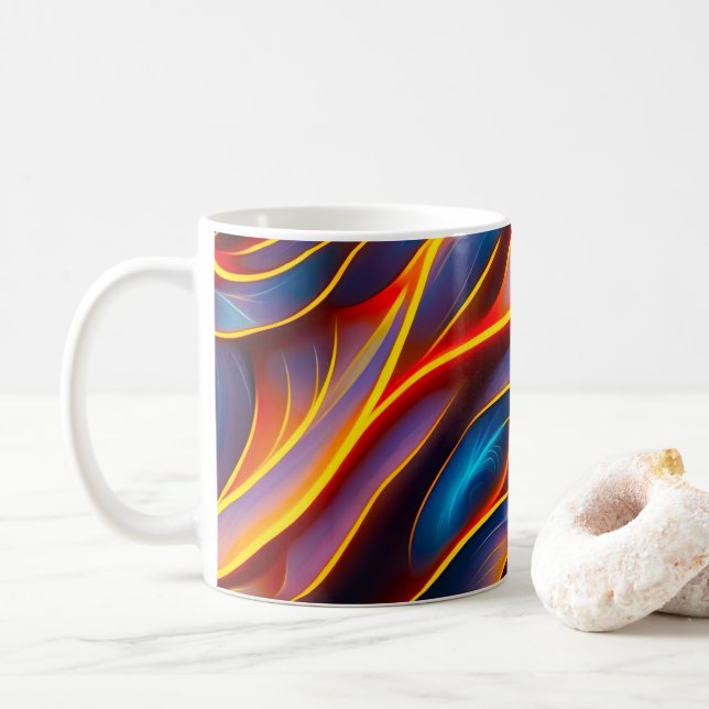 Mug Flammes rouges bleues Abstraites (Avec donut)