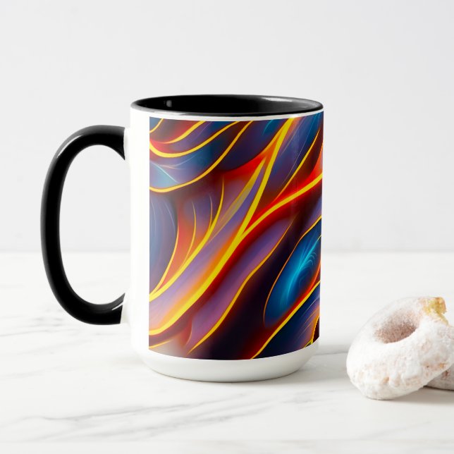Mug Flammes rouges bleues Abstraites (Avec donut)