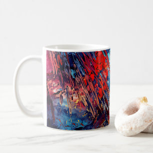 Mug Flèche de feu bleu rouge Art Abstrait contemporain
