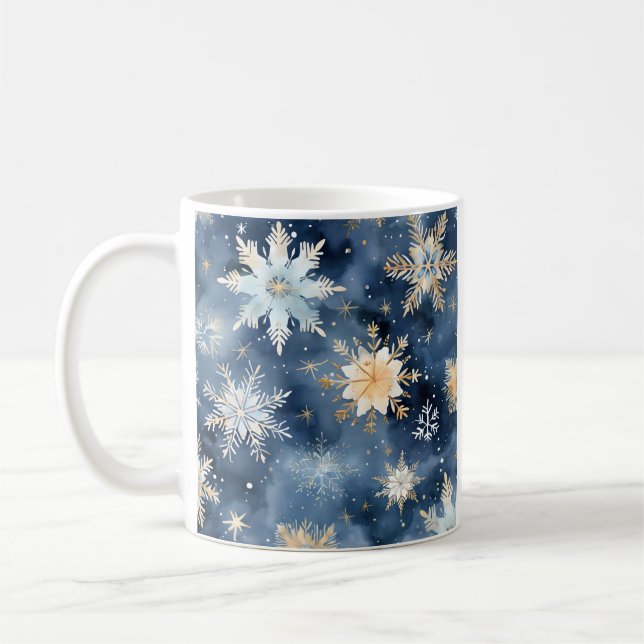 Mug Flèche de neige bleu et or (Gauche)