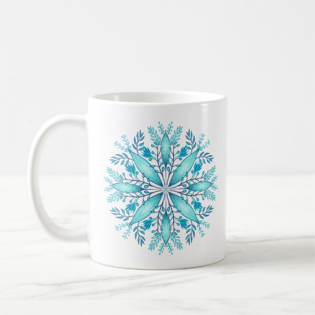 Mug Flèche de neige bleu turquoise en hiver (Gauche)