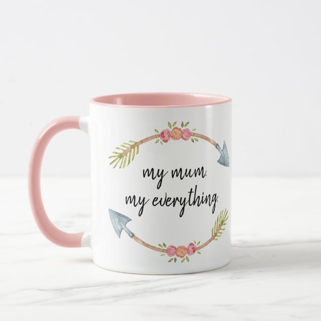 Mug Flèche florale aquarelle rose  (Gauche)