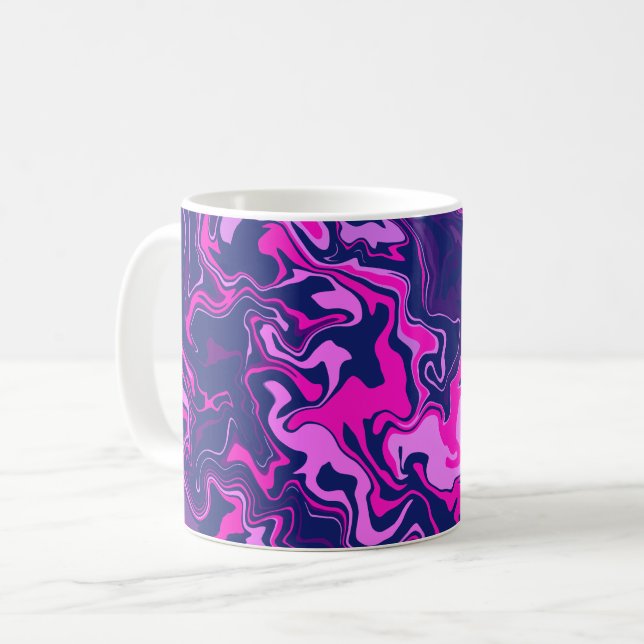 Mug Flèches Abstraites en bleu rose, violet et marine (Devant gauche)