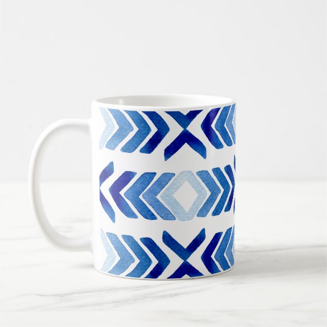Mug Flèches bleu Rhombus Motif aquarelle (Gauche)