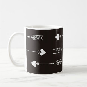 Mug Flèches, coeurs, motif vintage abstrait.