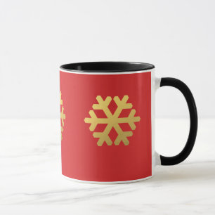 Mug Flèches de neige feuille d'or sur rouge
