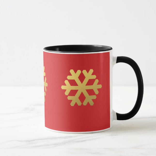 Mug Flèches de neige feuille d'or sur rouge (Droite)
